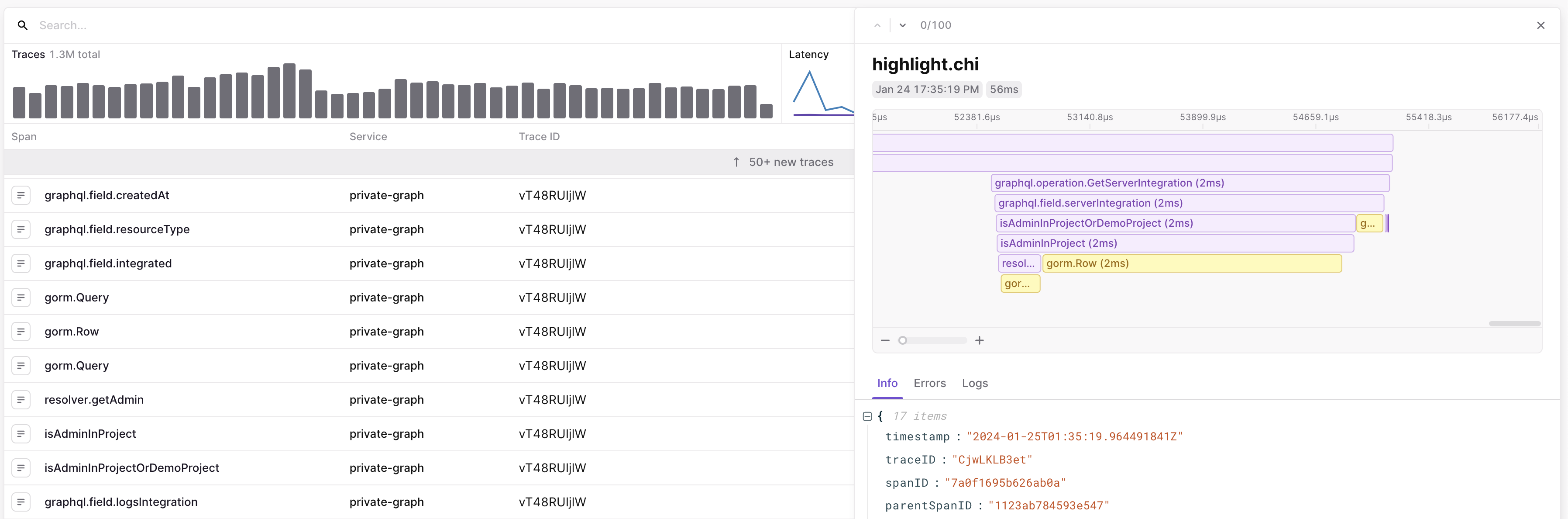 highlight trace lookup