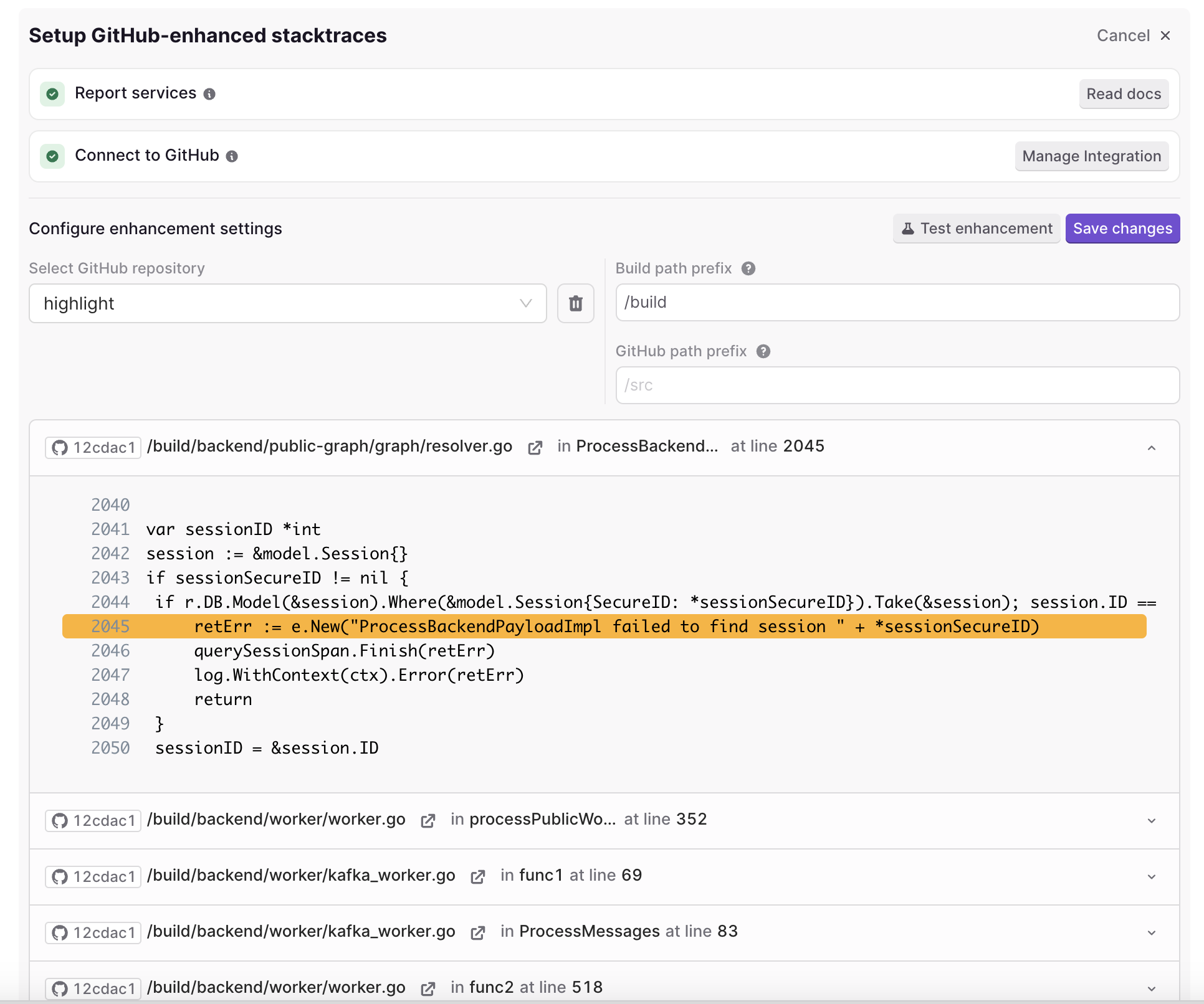 GitHub configuration settings